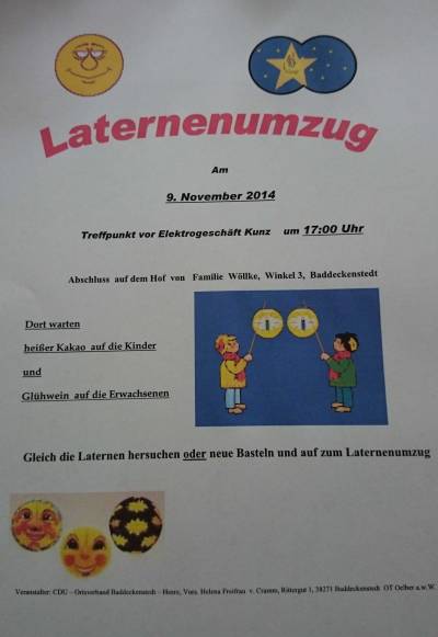 Die Einladung zum Laternenumzug